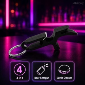 4in1 Shotgun Tool - perforador de cerveza, abrebotellas, abrelatas, llavero en uno