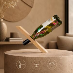 Portabotellas de vino de bambú, portabotellas creativo flotante con ilusión mágica, presentación decorativa botella de vino